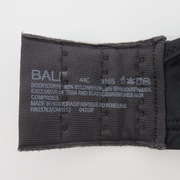 Bali 44C Bra 3385 Black Flower Lace Overlay Underwire Unlined Women Plus Size - Picture 11 of 13